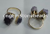 NGR78 13*18mm - 18*25mm nuggets druzy amethyst gemstone rings