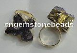 NGR81 18*25mm - 25*30mm butterfly druzy amethyst gemstone rings