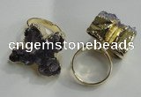 NGR81 18*25mm - 25*30mm butterfly druzy amethyst gemstone rings