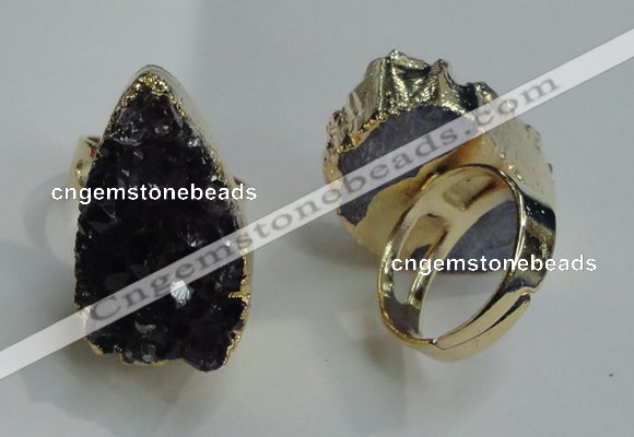 NGR82 20*25mm - 20*30mm freeform druzy amethyst gemstone rings