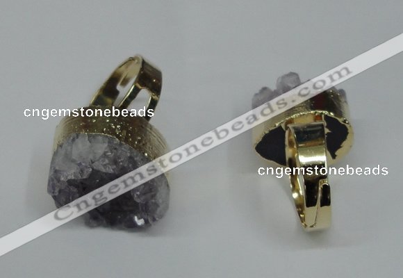 NGR86 15*20mm - 20*25mm freeform druzy amethyst gemstone rings