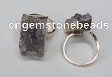 NGR89 15*25mm - 18*28mm freeform druzy amethyst gemstone rings