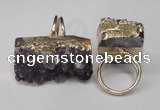 NGR90 22*30mm - 20*40mm freeform druzy amethyst gemstone rings