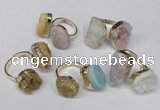 NGR92 15*20mm - 18*25mm freeform plated agate druzy rings