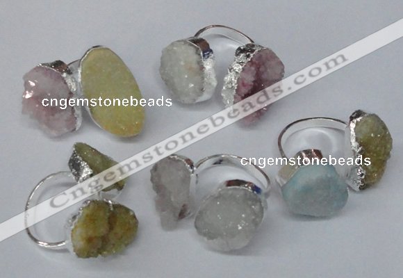 NGR93 15*20mm - 18*25mm freeform plated agate druzy rings