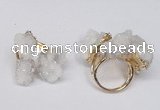 NGR95 15*20mm - 20*25mm nuggets plated druzy quartz rings