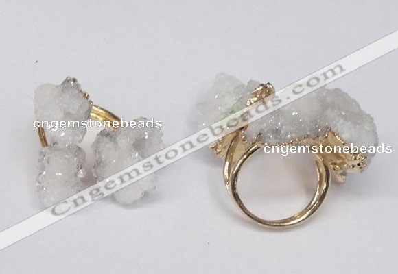 NGR95 15*20mm - 20*25mm nuggets plated druzy quartz rings