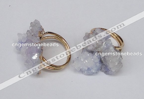 NGR96 15*20mm - 20*25mm nuggets plated druzy quartz rings