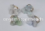 NGR99 15*20mm - 20*25mm nuggets plated druzy quartz rings