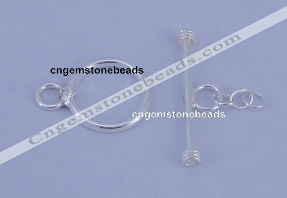 SSC08 5pcs 10mm donut 925 sterling silver toggle clasps