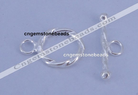 SSC23 5pcs 11mm donut 925 sterling silver toggle clasps