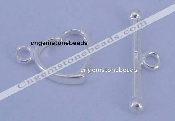 SSC30 5pcs 10*13.5mm heart 925 sterling silver toggle clasps